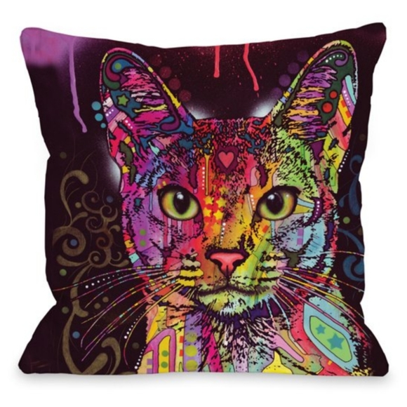 Neon Colored Cat Throw Pillow